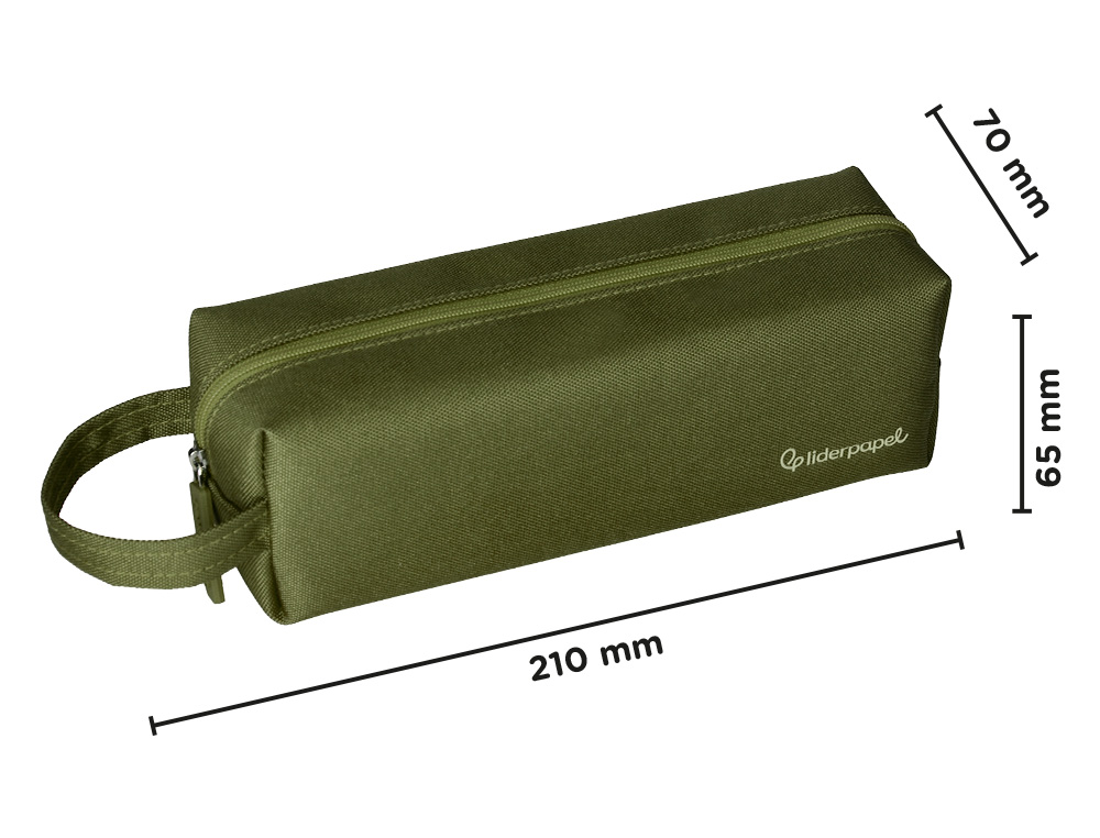 ESTOJO ESCOLAR LIDERPAPEL CLASSIC RETANGULAR COM ASA 210X70 MM VERDE MILITAR