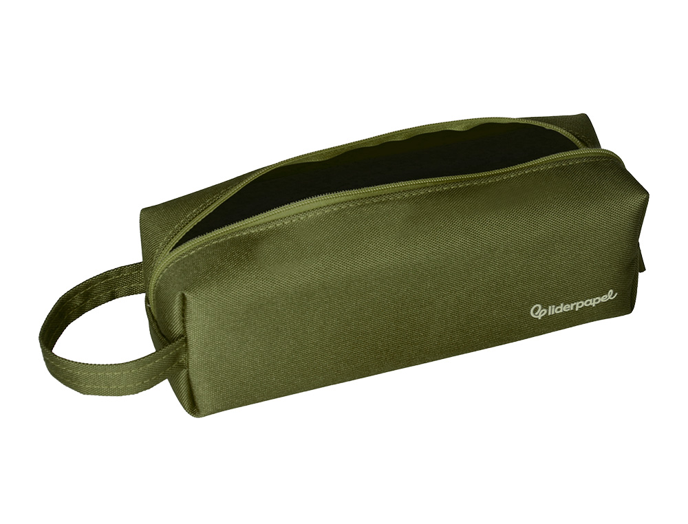 ESTOJO ESCOLAR LIDERPAPEL CLASSIC RETANGULAR COM ASA 210X70 MM VERDE MILITAR