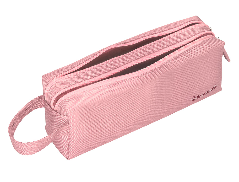ESTOJO ESCOLAR LIDERPAPEL CLASSIC RETANGULAR COM ASA 2 FECHOS 210X80 MM ROSA