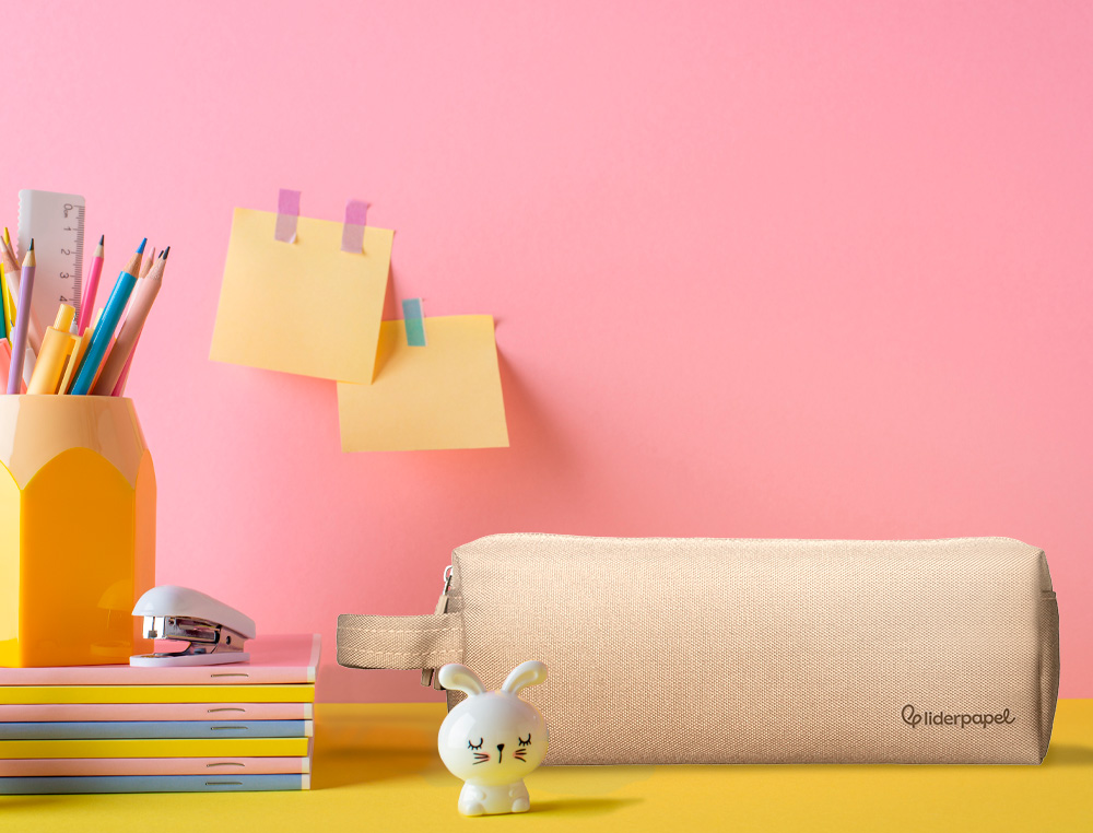 ESTOJO ESCOLAR LIDERPAPEL CLASSIC RETANGULAR COM ASA 2 FECHOS 210X80 MM CREME