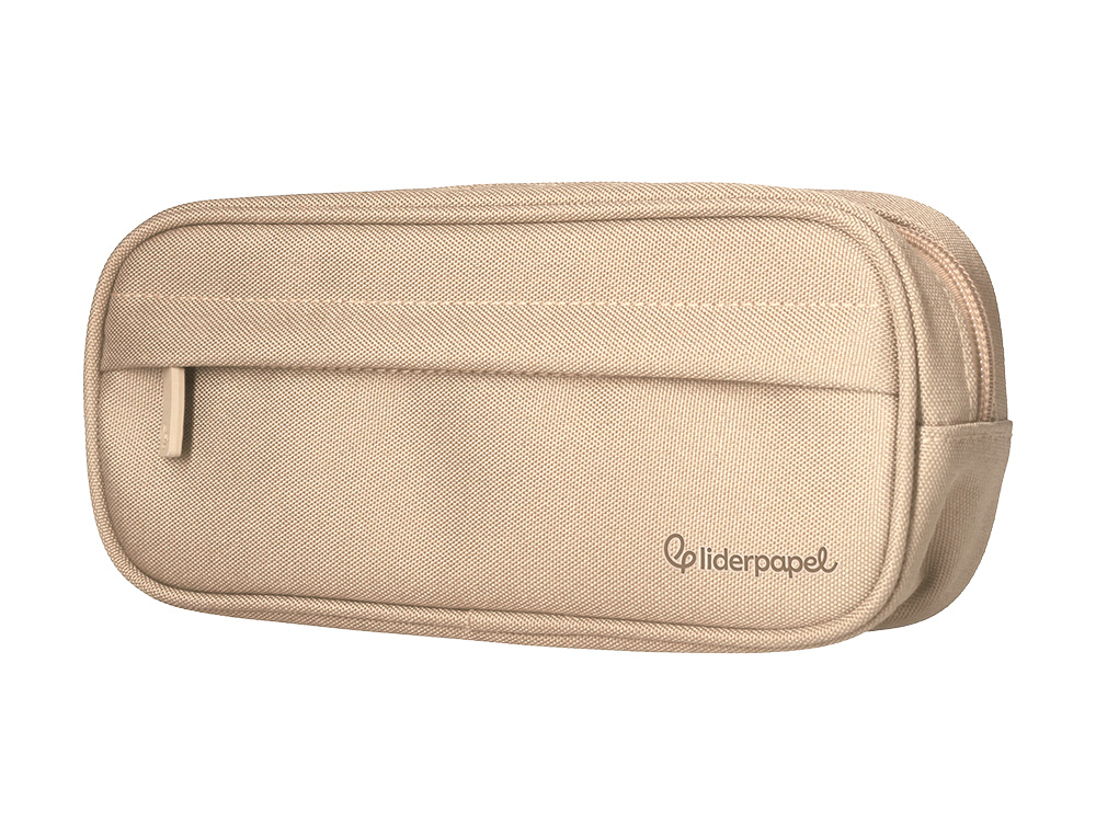 ESTOJO ESCOLAR LIDERPAPEL OVALADO 2 FECHOS COM BOLSO FRONTAL 210X90 MM CREME