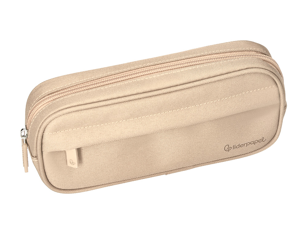 ESTOJO ESCOLAR LIDERPAPEL OVALADO 2 FECHOS COM BOLSO FRONTAL 210X90 MM CREME
