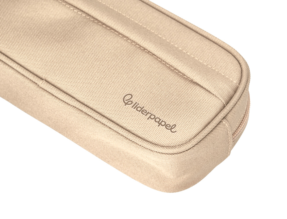 ESTOJO ESCOLAR LIDERPAPEL OVALADO 2 FECHOS COM BOLSO FRONTAL 210X90 MM CREME