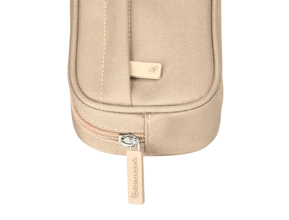 ESTOJO ESCOLAR LIDERPAPEL OVALADO 2 FECHOS COM BOLSO FRONTAL 210X90 MM CREME