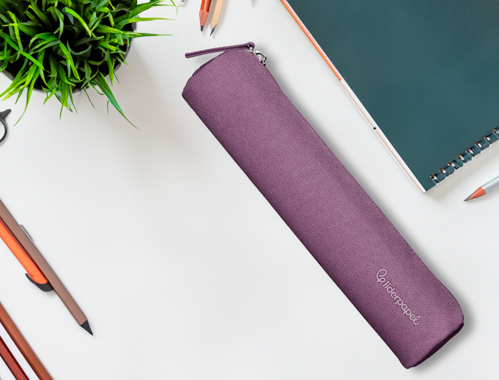 ESTOJO ESCOLAR LIDERPAPEL CILINDRICO ESTREITO 220X45 MM ROXO
