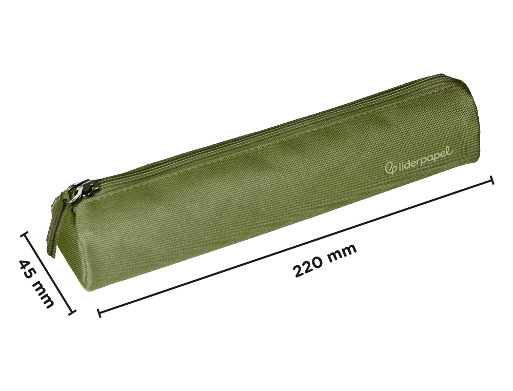 ESTOJO ESCOLAR LIDERPAPEL CILINDRICO ESTREITO 220X45 MM VERDE MILITAR
