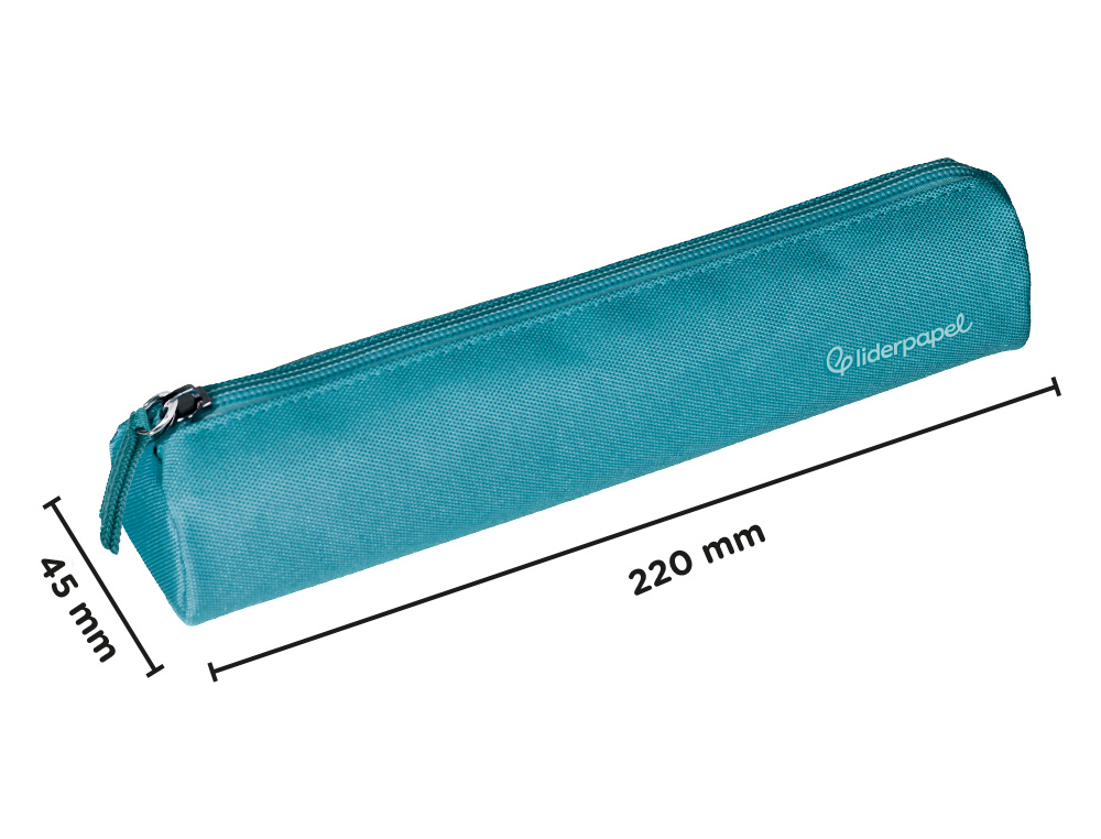 ESTOJO ESCOLAR LIDERPAPEL CILINDRICO ESTREITO 220X45 MM TURQUESA