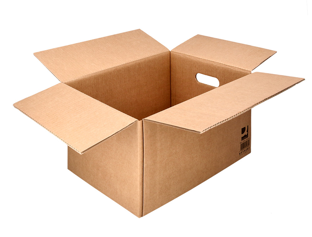 CAIXA PARA EMBALAR Q-CONNECT AMERICANA COM ASAS CARTAO CANAL SIMPLES 5 MM COR KRAFT 500X340X310 MM