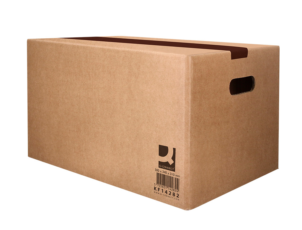 CAIXA PARA EMBALAR Q-CONNECT AMERICANA COM ASAS CARTAO CANAL SIMPLES 5 MM COR KRAFT 500X340X310 MM