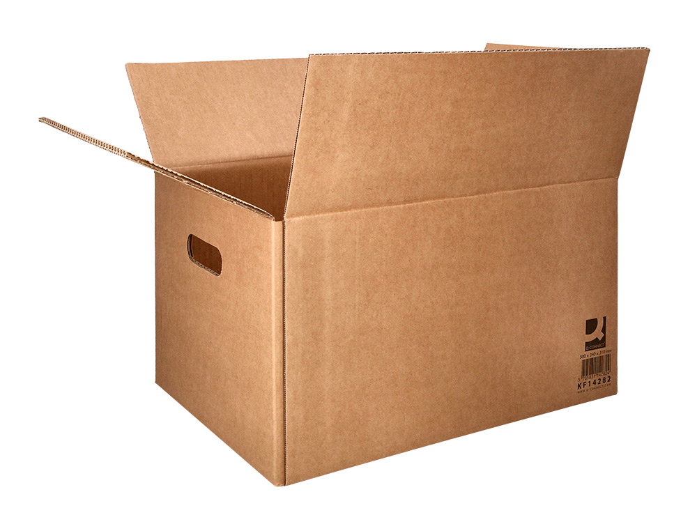 CAIXA PARA EMBALAR Q-CONNECT AMERICANA COM ASAS CARTAO CANAL SIMPLES 5 MM COR KRAFT 500X340X310 MM