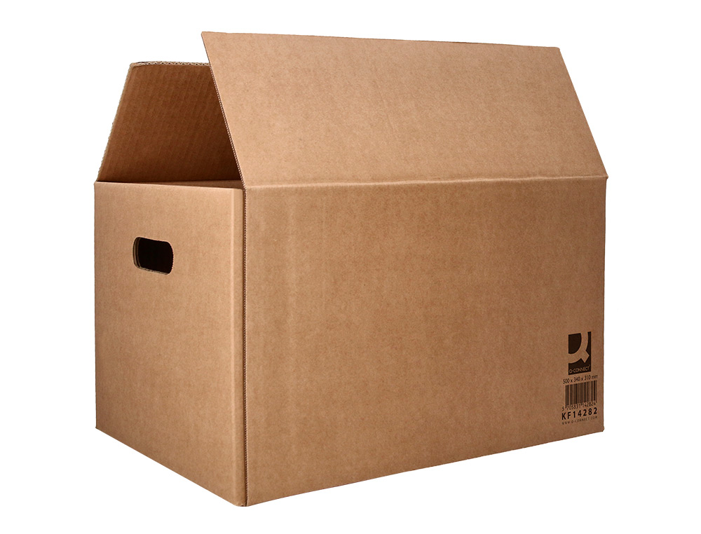 CAIXA PARA EMBALAR Q-CONNECT AMERICANA COM ASAS CARTAO CANAL SIMPLES 5 MM COR KRAFT 500X340X310 MM