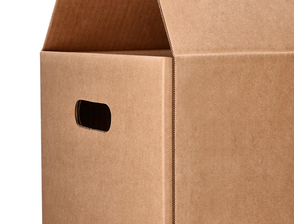 CAIXA PARA EMBALAR Q-CONNECT AMERICANA COM ASAS CARTAO CANAL SIMPLES 5 MM COR KRAFT 500X340X310 MM