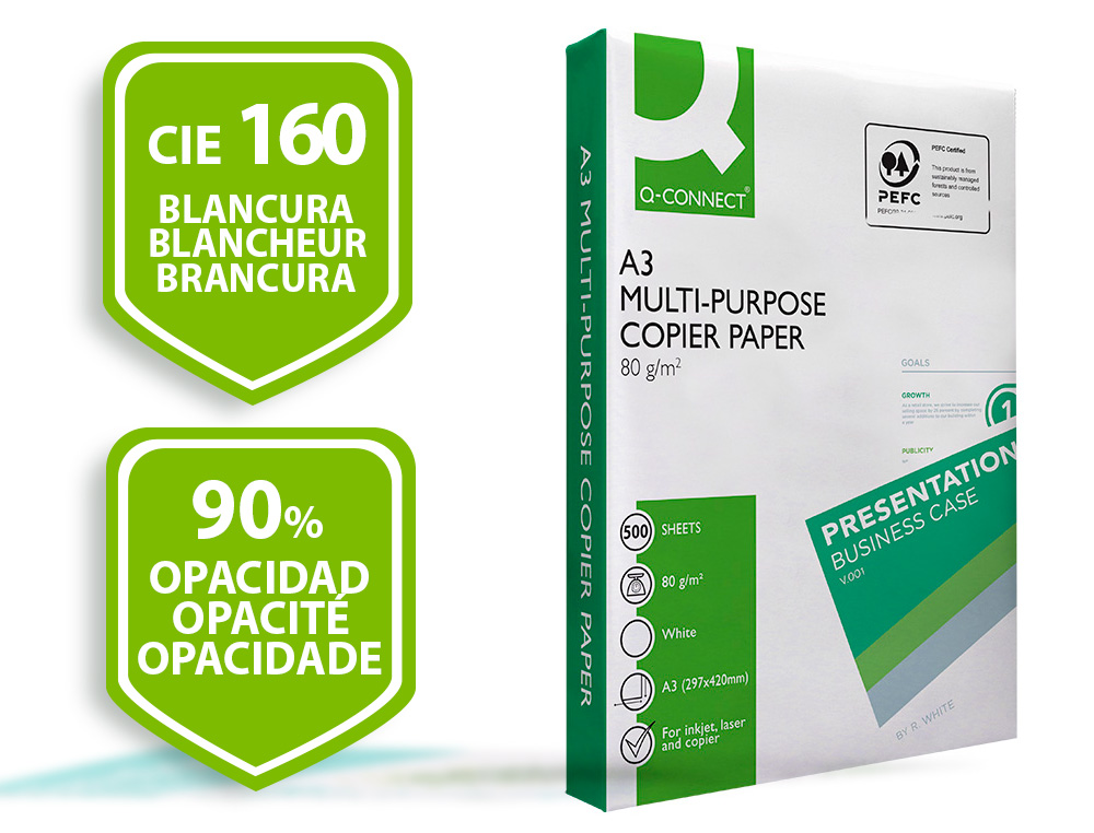 PAPEL FOTOCOPIA Q-CONNECT ECONOMY DIN A3 80 GR EMBALAGEM 500 FOLHAS