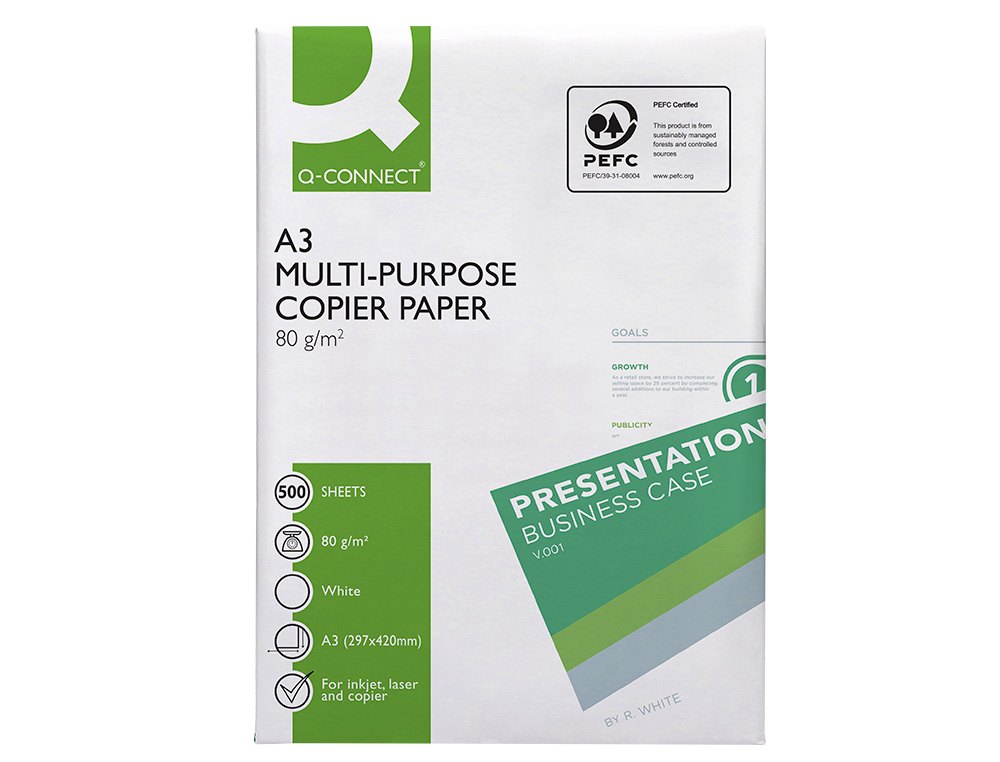 PAPEL FOTOCOPIA Q-CONNECT ECONOMY DIN A3 80 GR EMBALAGEM 500 FOLHAS