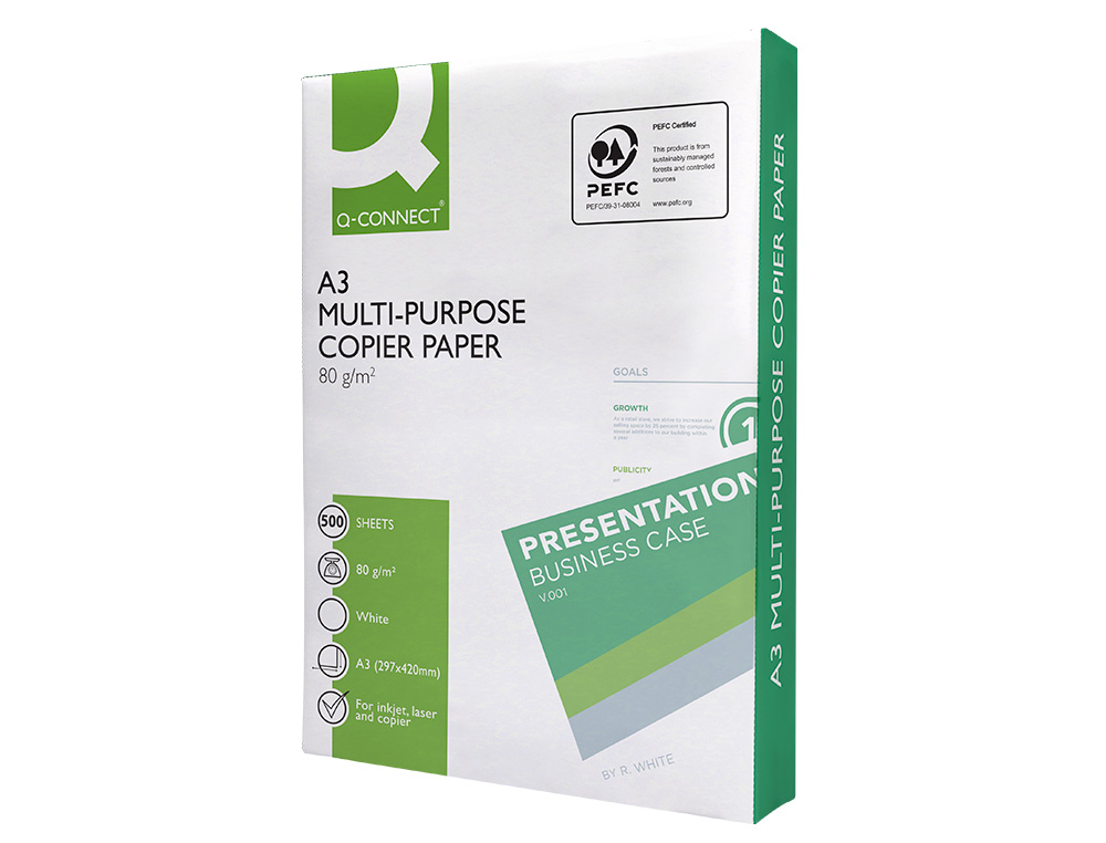PAPEL FOTOCOPIA Q-CONNECT ECONOMY DIN A3 80 GR EMBALAGEM 500 FOLHAS