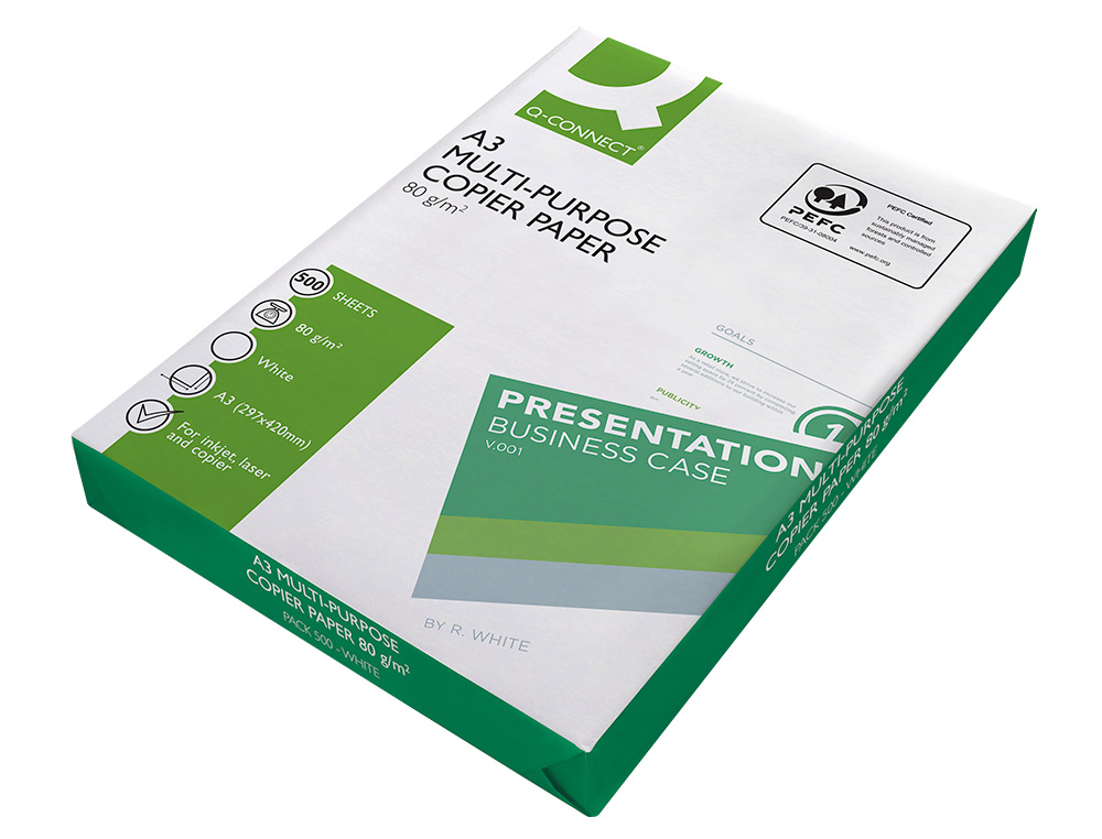 PAPEL FOTOCOPIA Q-CONNECT ECONOMY DIN A3 80 GR EMBALAGEM 500 FOLHAS