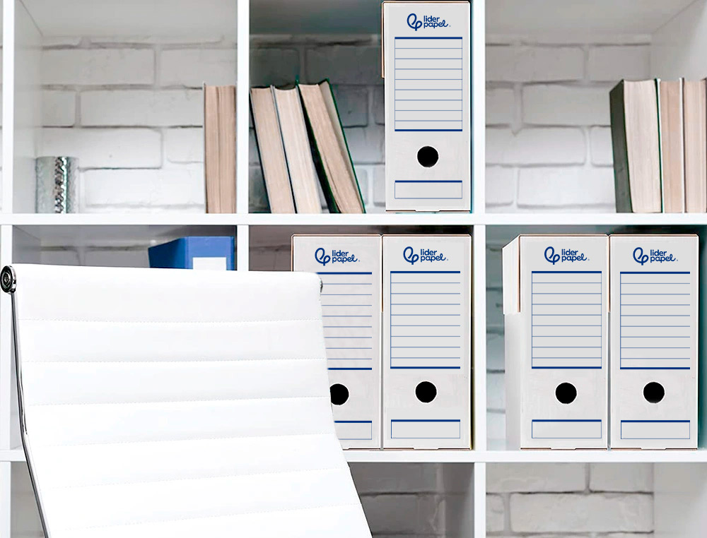 CAIXA PARA ARQUIVO MORTO AUTOMATICA LIDERPAPEL DIN A4 CARTAO 100% RECICLADO 325 GR LOMBADA 100 MM BRANCO 360X100X255MM