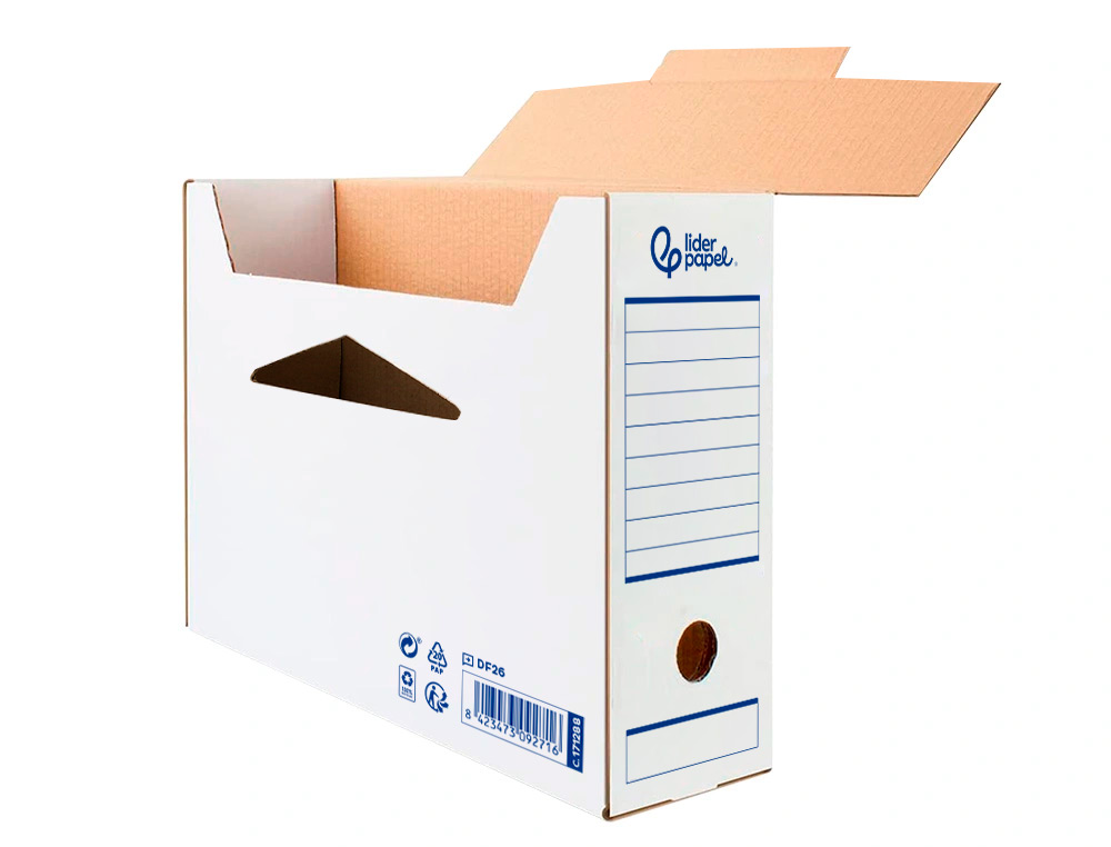 CAIXA PARA ARQUIVO MORTO AUTOMATICA LIDERPAPEL DIN A4 CARTAO 100% RECICLADO 325 GR LOMBADA 100 MM BRANCO 360X100X255MM