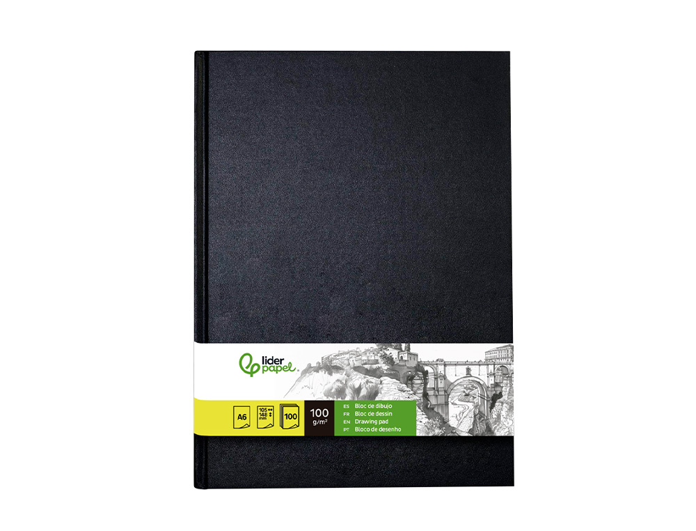 DIARIO GRAFICO ENCADERNADO LIDERPAPEL DIN A6 148X105 MM 100 FOLHAS 100 GR COR PRETA