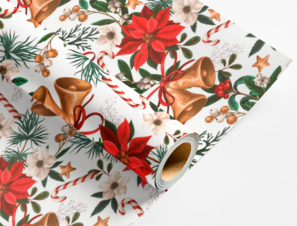PAPEL FANTASIA LIDERPAPEL NATAL ROLO LARGURA 70 CM COMPRIMENTO 2 MT GRAMAGEM 60 GR DESENHOS SORTIDOS C-2024