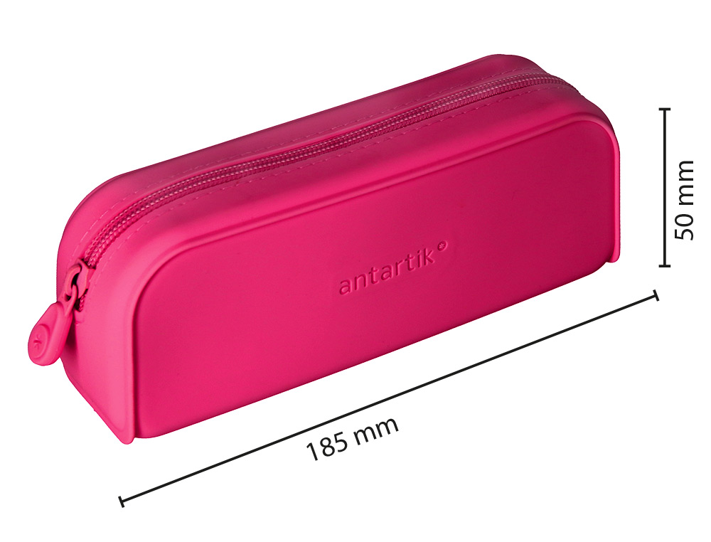 ESTOJO ESCOLAR ANTARTIK PRISMA SILICONE SOFT RETANGULAR 185X50X75 MM ROSA FUCSIA