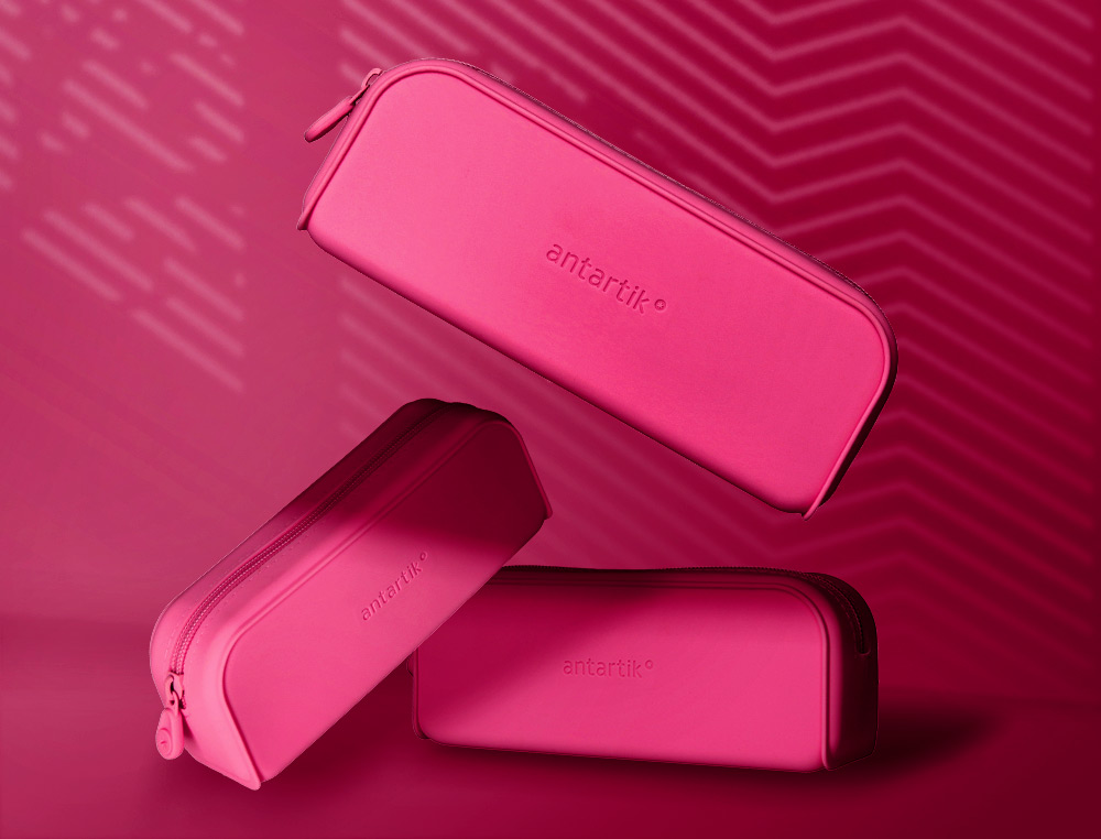 ESTOJO ESCOLAR ANTARTIK PRISMA SILICONE SOFT RETANGULAR 185X50X75 MM ROSA FUCSIA