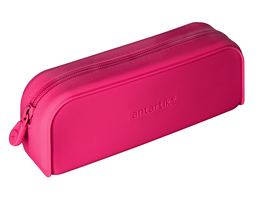 ESTOJO ESCOLAR ANTARTIK PRISMA SILICONE SOFT RETANGULAR 185X50X75 MM ROSA FUCSIA