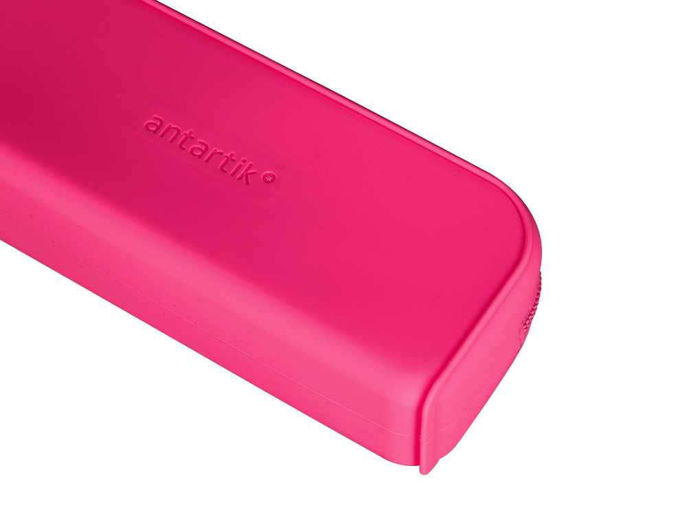 ESTOJO ESCOLAR ANTARTIK PRISMA SILICONE SOFT RETANGULAR 185X50X75 MM ROSA FUCSIA