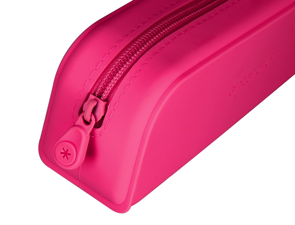 ESTOJO ESCOLAR ANTARTIK PRISMA SILICONE SOFT RETANGULAR 185X50X75 MM ROSA FUCSIA