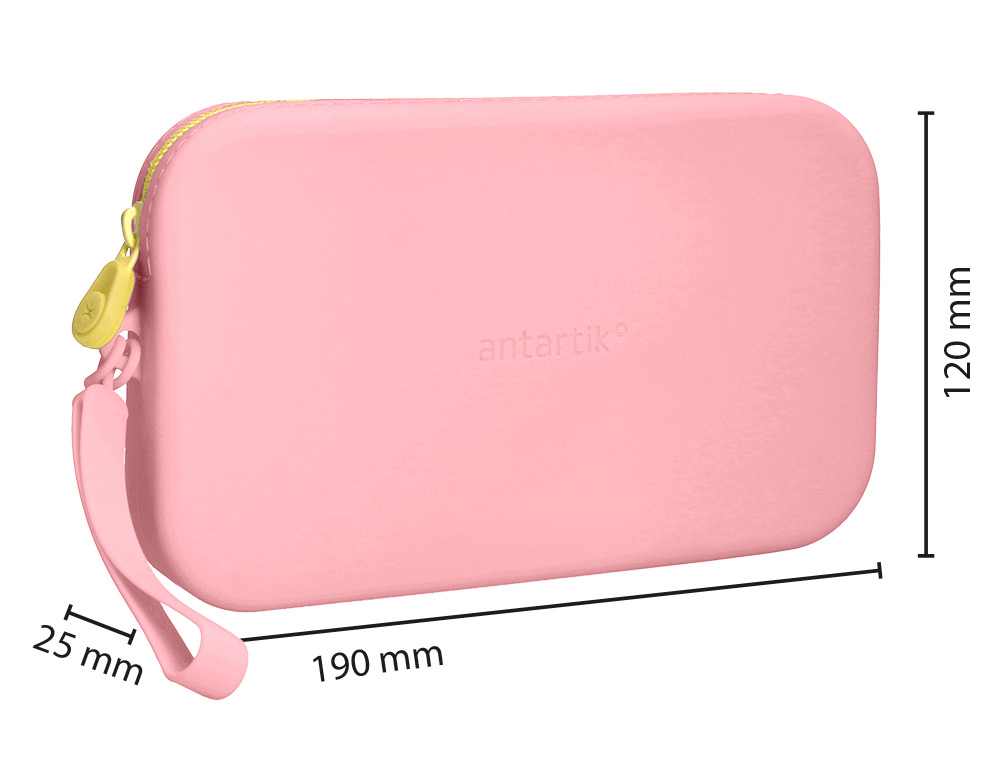 ESTOJO ESCOLAR ANTARTIK TROPICAL DIVE SILICONE SOFT RETANGULAR 190X120X25 MM ROSA CHICLETE