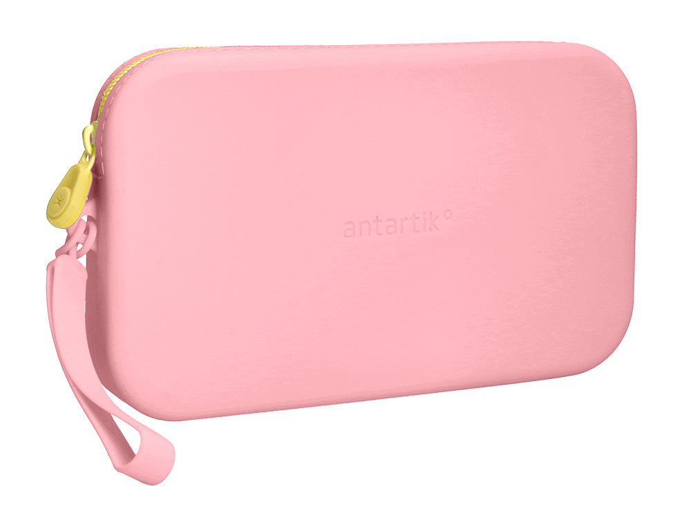 ESTOJO ESCOLAR ANTARTIK TROPICAL DIVE SILICONE SOFT RETANGULAR 190X120X25 MM ROSA CHICLETE