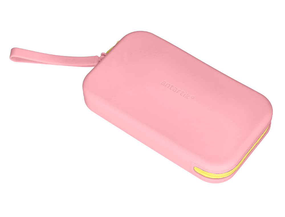 ESTOJO ESCOLAR ANTARTIK TROPICAL DIVE SILICONE SOFT RETANGULAR 190X120X25 MM ROSA CHICLETE