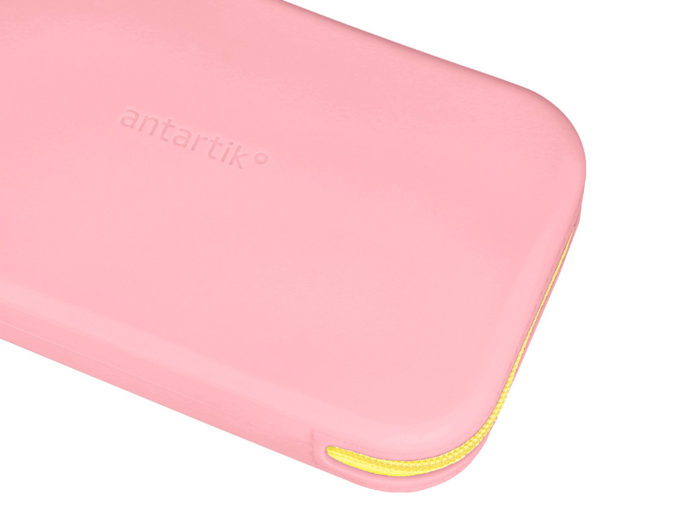 ESTOJO ESCOLAR ANTARTIK TROPICAL DIVE SILICONE SOFT RETANGULAR 190X120X25 MM ROSA CHICLETE