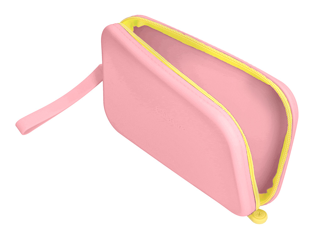 ESTOJO ESCOLAR ANTARTIK TROPICAL DIVE SILICONE SOFT RETANGULAR 190X120X25 MM ROSA CHICLETE