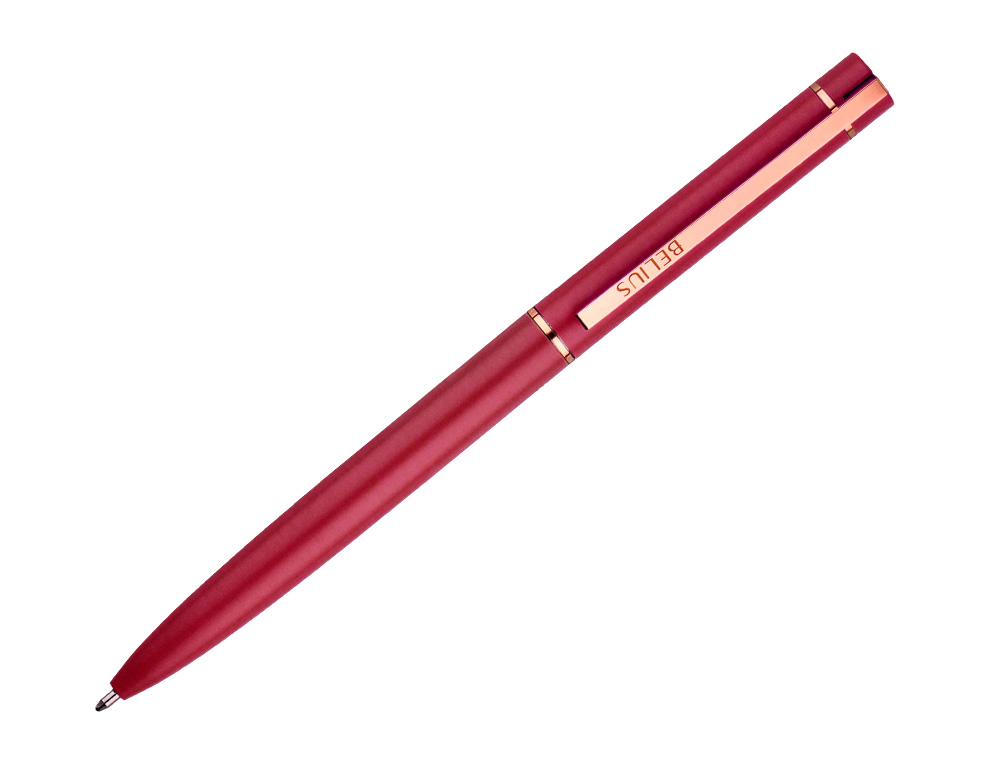 ESFEROGRAFICA BELIUS ROSE ALUMINIO COR BORDEAUX OURO ROSA TINTA AZUL CAIXA DE DESIGN