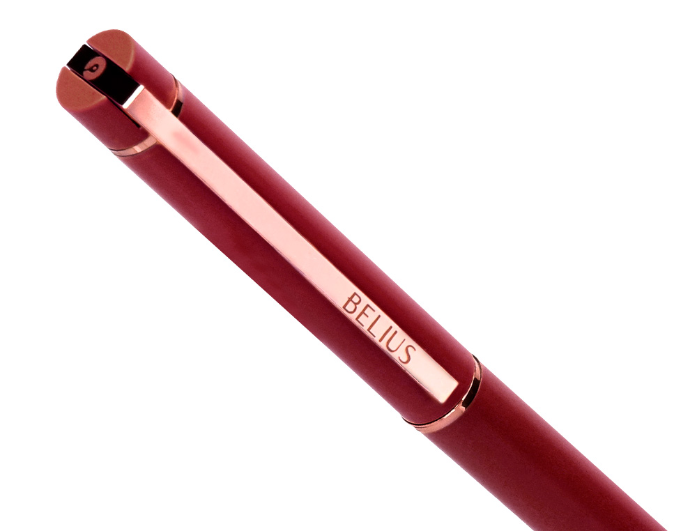 ESFEROGRAFICA BELIUS ROSE ALUMINIO COR BORDEAUX OURO ROSA TINTA AZUL CAIXA DE DESIGN