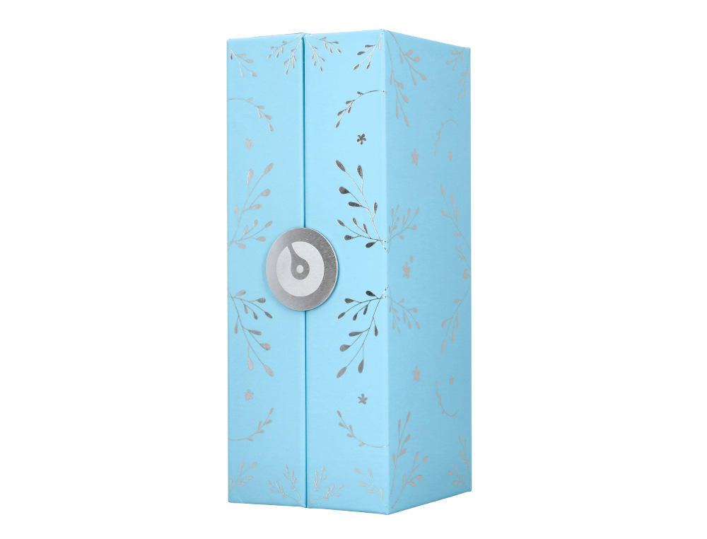 CANETA BELIUS BELLA ALUMINIO COR AZUL CELESTE DESENHO PRATEADO RELEVO TINTA AZUL CAIXA DE DESIGN