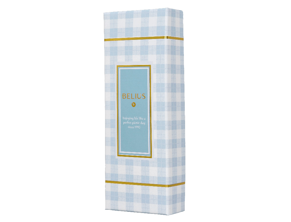 ROLLER BELIUS PICNIC ALUMINIO COR AZUL CELESTE DOURADO TINTA COR PRETO CAIXA DE DESIGN