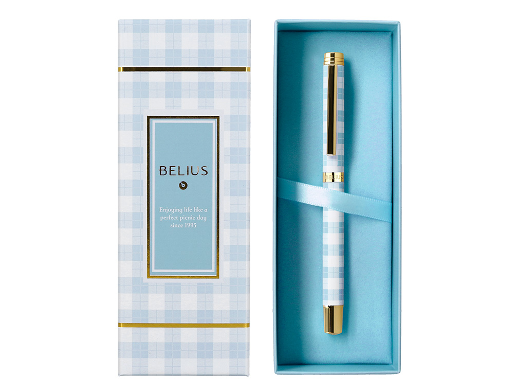 ROLLER BELIUS PICNIC ALUMINIO COR AZUL CELESTE DOURADO TINTA COR PRETO CAIXA DE DESIGN