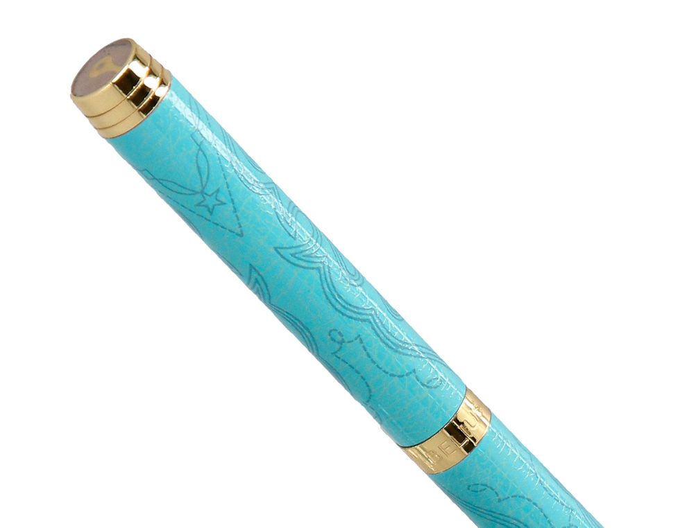 ESFEROGRAFICA BELIUS WILD WEST ALUMINIO COR BRANCO DOURADO TINTA COR AZUL CAIXA DE DESIGN