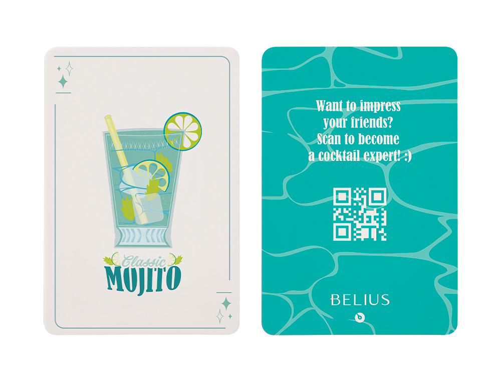 ESFEROGRAFICA E PORTA CARTOES BELIUS COCKTAILS MOJITO ALUMINIO VERDE PRATEADO RELEVO TINTA COR AZUL CAIXA DE DESIGN