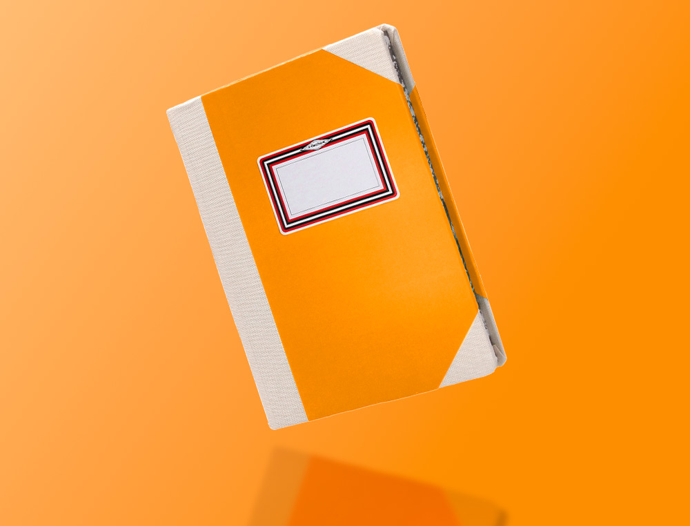 LIVRO DE CARTAO COSIDO FERNANDES FLECHA DIN A4+ PAUTADO 50 FOLHAS 100 GR LARANJA