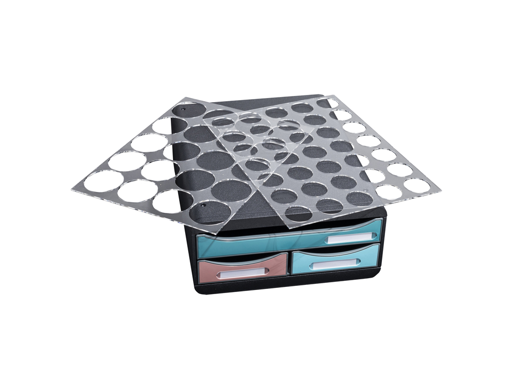 BLOCO CLASSIFICADOR DE SECRETARIA EXACOMPTA SKANDI DIN A4+ POLIPROPILENO RECICLADO 3 GAVETAS CORES SORTIDAS 347X278X130