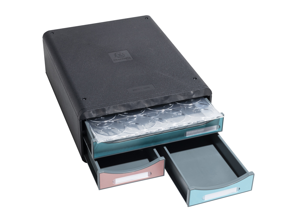 BLOCO CLASSIFICADOR DE SECRETARIA EXACOMPTA SKANDI DIN A4+ POLIPROPILENO RECICLADO 3 GAVETAS CORES SORTIDAS 347X278X130