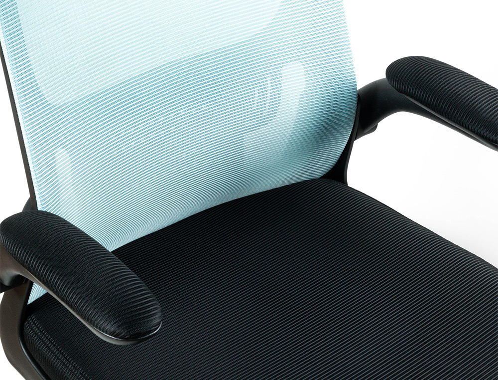 CADEIRA DE ESCRITORIO Q-CONNECT ALBA MALHA BASE METALICA ALT MAX 1110 LARG 610 PROF 580 RODAS PREMIUM COR PRETO E AZUL