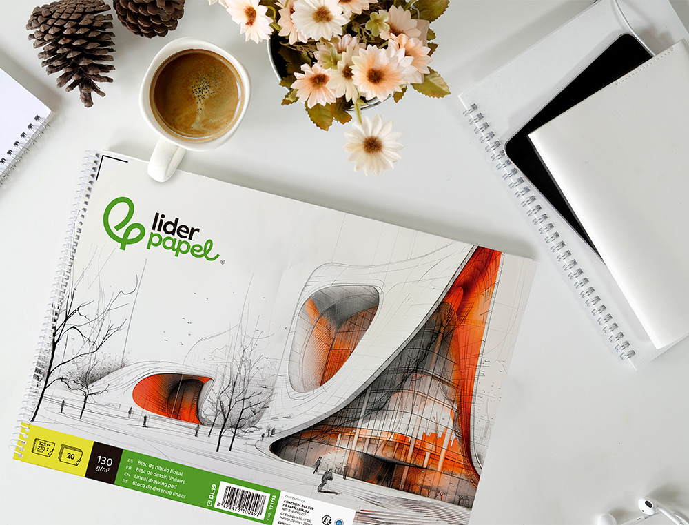 BLOCO DE DESENHO LIDERPAPEL LINEAR VANGUARDA 230X325MM 20 FOLHAS 130 GR COM ESQUADRIA PERFURADO