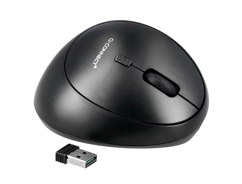 RATO Q-CONNECT OTICO SEM FIOS ERGONOMICO VERTICAL DPI 800/1200/1600 PILHA AA PRETO