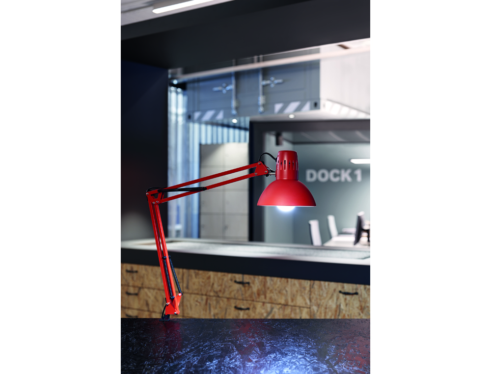 CANDEEIRO DE ESCRITORIO MAUL STUDY COM PINCA COR VERMELHO 170X440X350 MM