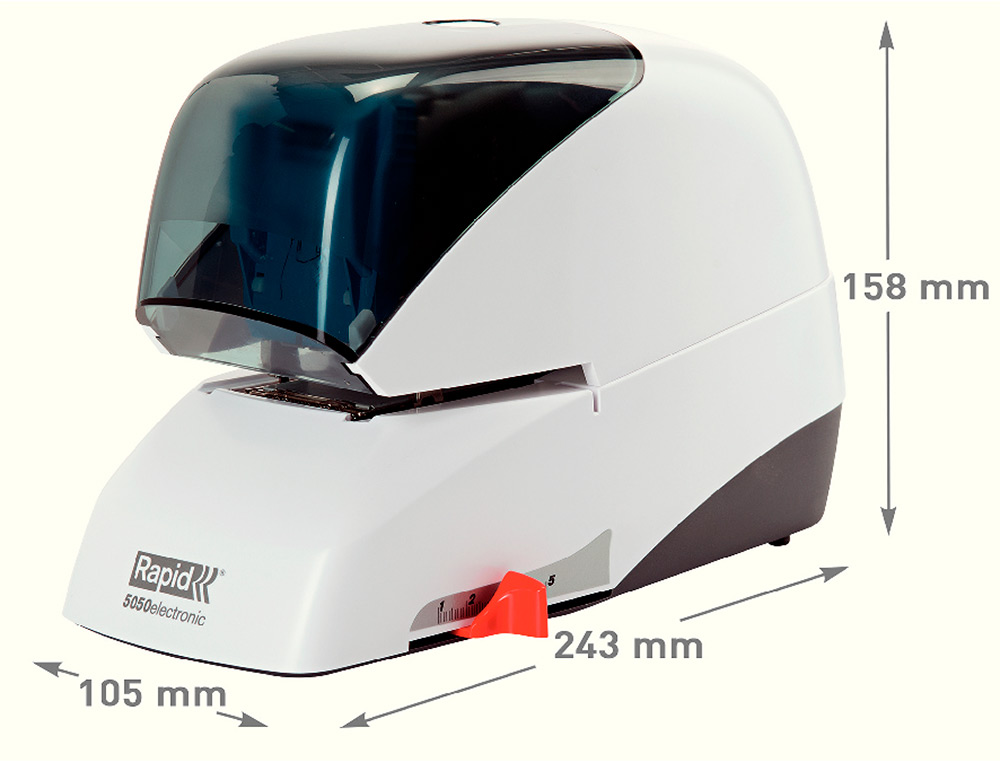 AGRAFADOR RAPID 5050E ELETRICO BRANCO/PRETO CAPACIDADE 50 FOLHAS USA AGRAFES CASSETE 5050
