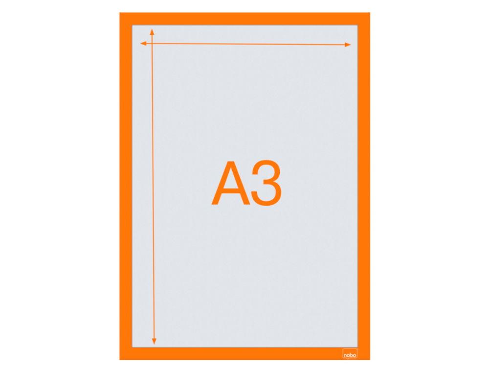 MOLDURA PORTA ANUNCIOS NOBO DIN A3 MOLDURA MAGNETICA AUTO ADESIVA COR LARANJA PACK DE 2 UNIDADES